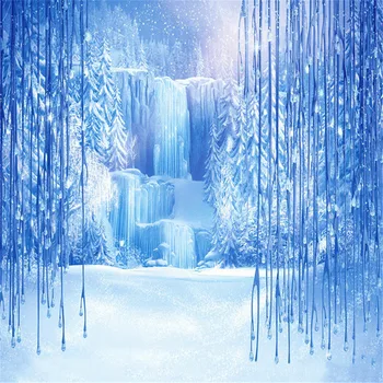 

Vinyl Blue Waterfall Winter Scenic Photography Backdrops Ice fall Kids Birthday Party Photo Booth Background