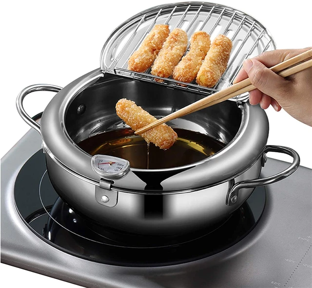 LMETJMA Padella Friggere Giapponese Con Termometro E Coperchio Padella  Friggitrice Tempura Da Cucina In Acciaio Inossidabile 304 20 24 Cm KC0405  210319 Da 35,34 €