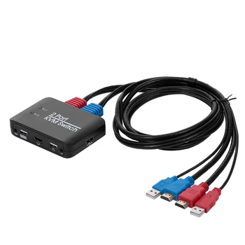 

2 Port KVM Switch USB2.0 HD 2.0 4K for U Disk Hot-key Switching LED Switch Channel IR Remote Control Mouse Keyboard PC Computer