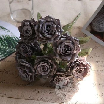 Retro European Artificial Rose Flowers Silk Fake Flowers Wedding Party Home Decoration Flower Bouquet Wreath DIY Scrapbooking 2