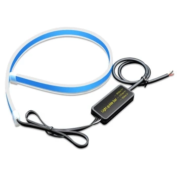 

2 Pcs Ultrafine DRL 60cm Daytime Running Light Flexible Soft Tube Guide Car LED Strip Two Colors Turn Signal Yellow Waterproof