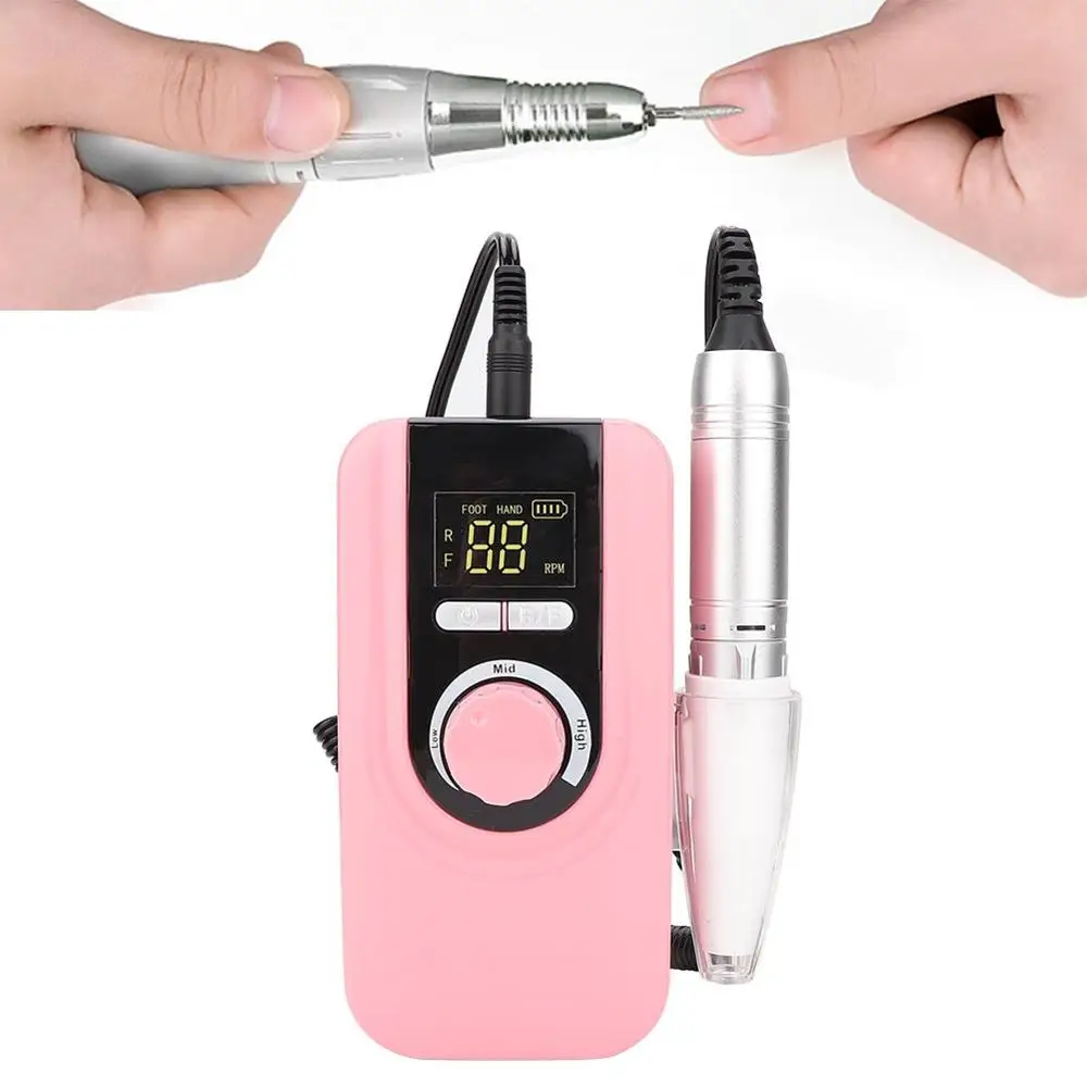25W Electric Nail File Drill Pen Machine Chargeable Pedicure Manicure Polish Device Sanding Drill Bit Portable Nail Drill Tool