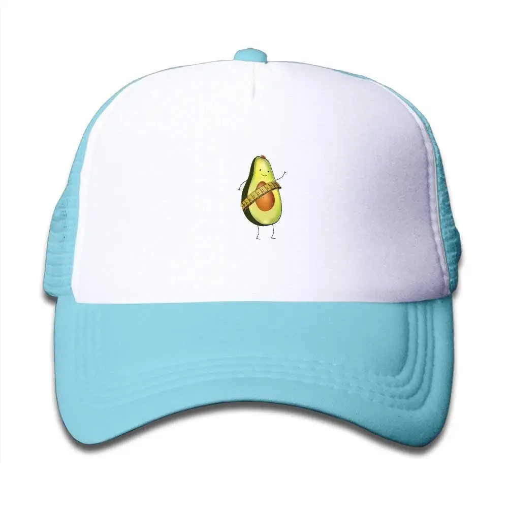 Сетчатые бейсболки Snapback Hat мультфильм авокадо мальчики-девочки, небесно-голубой, один размер