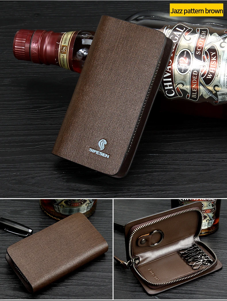 Leather Key Case Unisex Key Chain Multifunctional Storage Bag Smart Housekeeper Car Key Case Key Case Genuine Card Case New