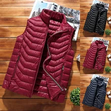 Feitong теплый утепленный брендовый жилет модный мужской осенне-зимний однотонный жилет верхняя одежда топы зима Сверхлегкий#923