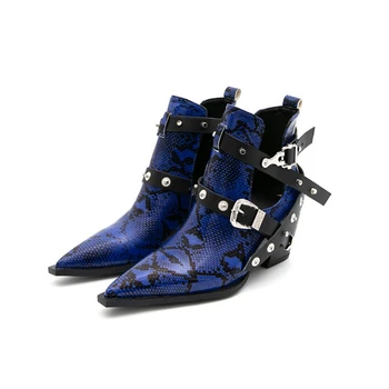 

Spring Autumn summer Pointed pumps sandals women new European American hollow high heels snake pattern Roman cool boots 216-2