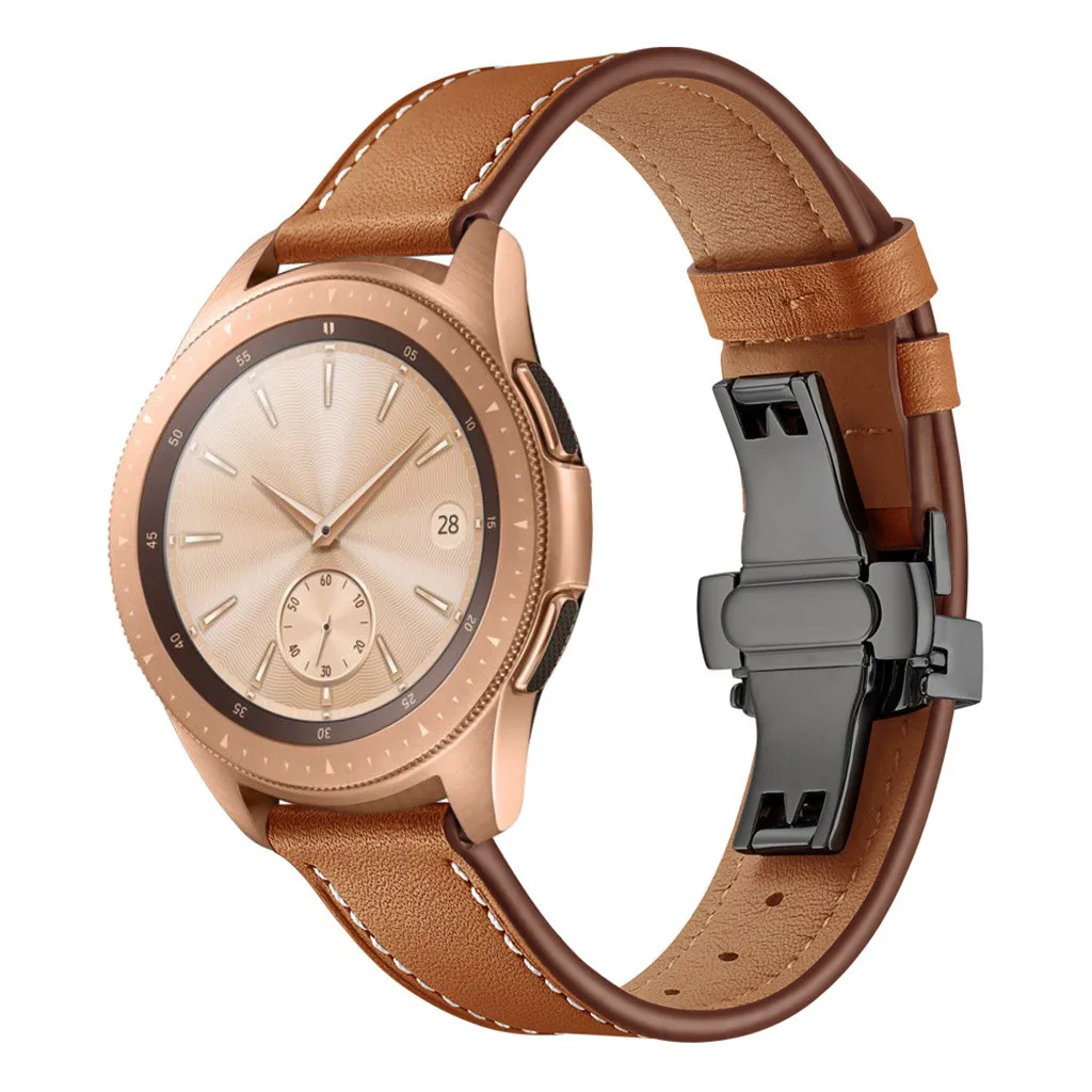 Бабочка Пряжка кожаный ремешок для часов Ремешок для samsung Active Watch 20 мм BK сменный Браслет умные часы с ремнем
