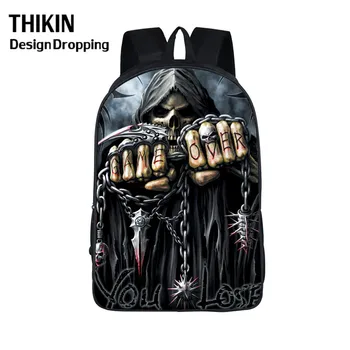 

THIKIN Cool Skull Children Backpack 3D Printed Schoolbag for Teenager Boys Girls Rock Men Women Causal Bag Student School Bag