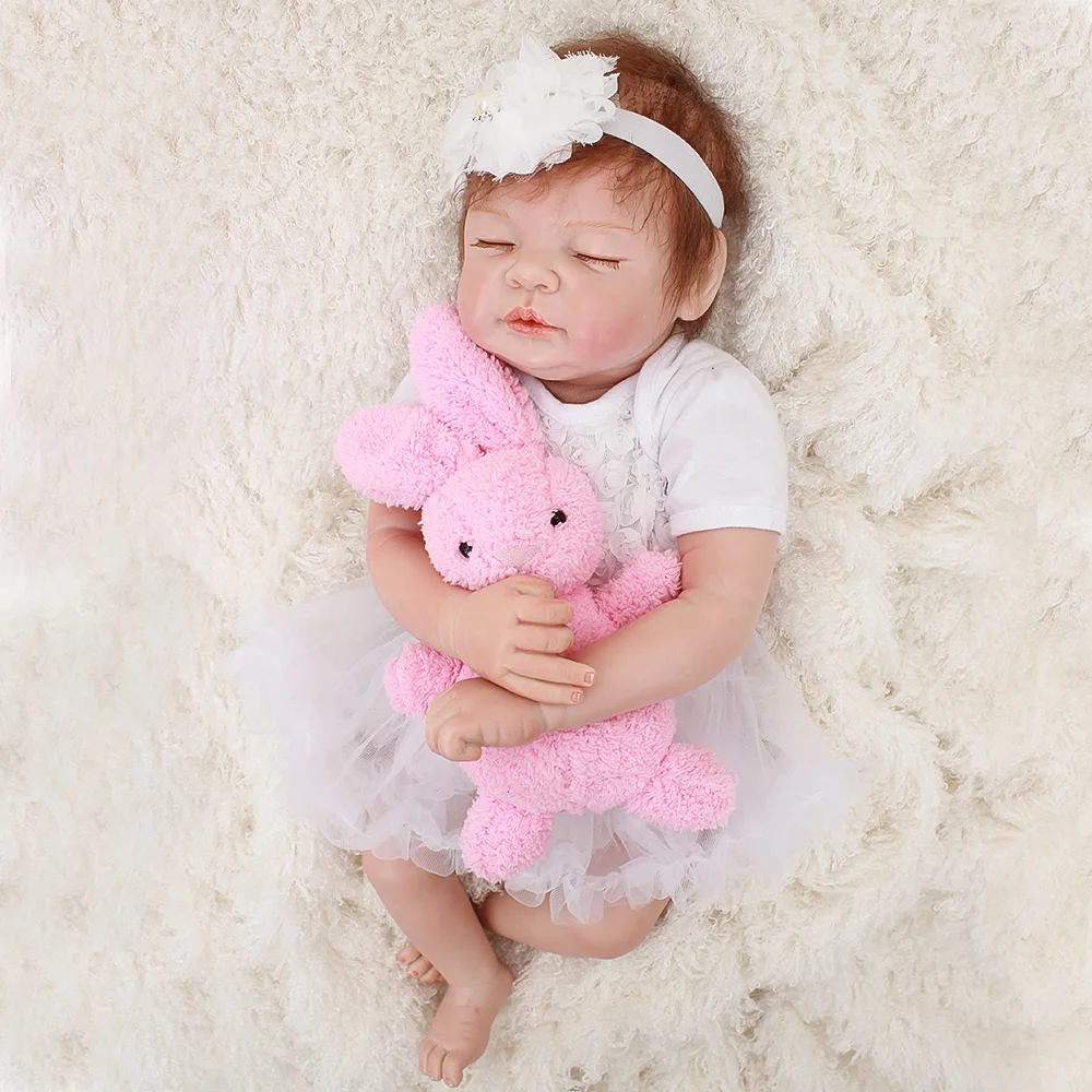 OtardDolls Bebe Reborn Dolls 20 дюймов Reborn Baby Doll мягкая виниловая силиконовая кукла для новорожденных bonecas белое платье для детей Подарки