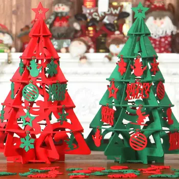 

26Pcs Detachable Ornaments DIY 3D Felt Christmas Tree with for Kids Toddler Gifts Christmas Festival Table Home Party Decoration