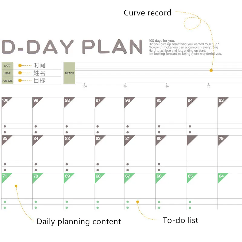 100 дневный календарь с обратным отсчетом, График обучения, ежедневник, стол, сделай сам, планировщик, стол, учеба изучение, Канцтовары, школьные принадлежности