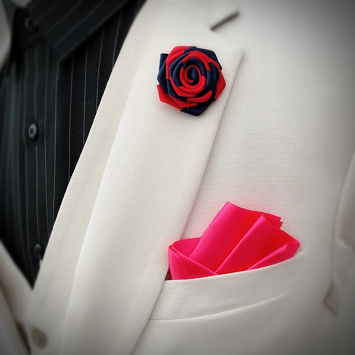 Flower Brooches Мужской женский нагрудный галстук на булавке брошь Карманный квадратный носовой платок Свадебный костюм вечерние пальто куртка платок броши в форме цветка розы корсаж - Цвет: Flower Brooches