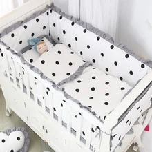 6 шт., Комплект постельного белья для малышей, хлопок, мультяшная кроватка, кровать, бампер для новорожденных, наволочка, детское постельное белье, протектор, моющаяся кровать для младенцев