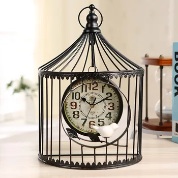 

Iron Decorative Desktop Hanging Clock Decoration Living Room Tabletop Clock for Desk Antique Style Needle Stopwatch Pastoral