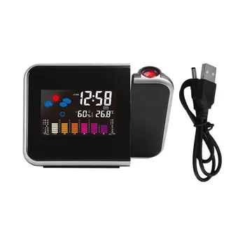 

Portable Projection Digital Weather LCD Snooze Alarm Clock Color Display with LED Backlight Temperature Humidity Tester
