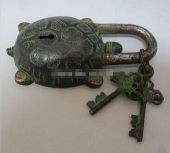 

802++++++Folk collectable Chinese Handmade legacy Antiques large copper engraved turtle lock Statue