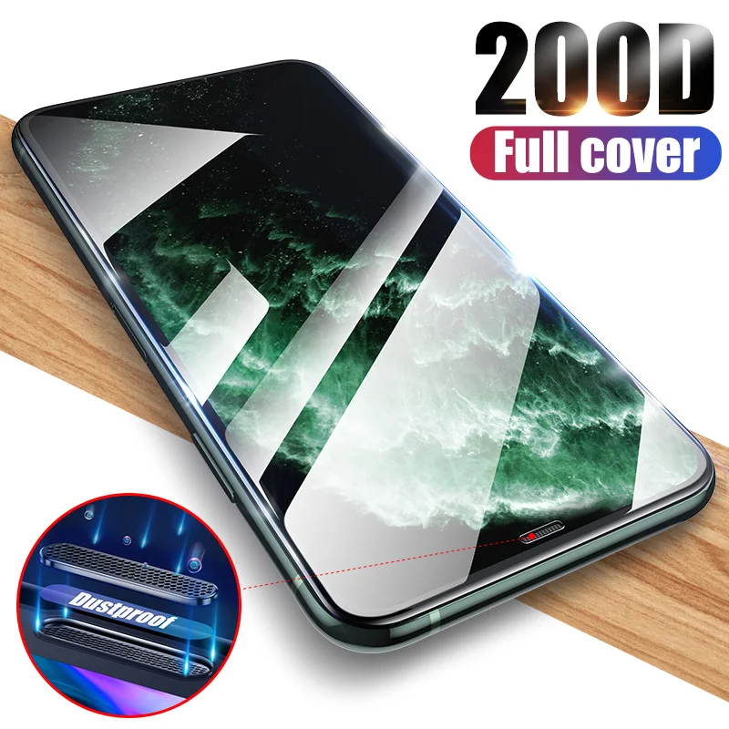 200D Mit staub-proof loch Volle Abdeckung Glas Für iPhone X XS 11 Pro Max XR Gehärtetem Glas Für iP