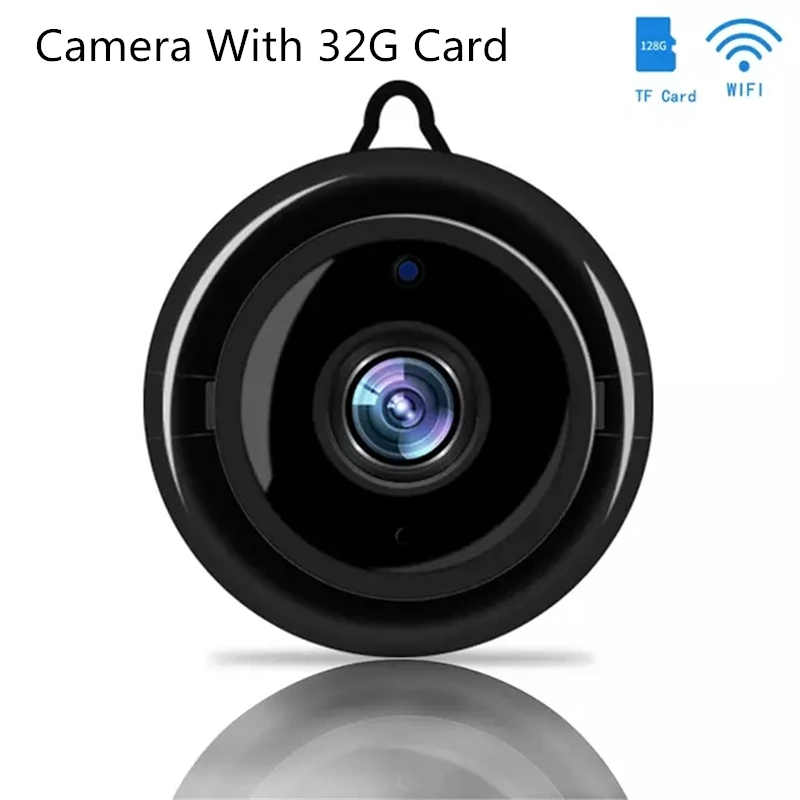 Camera With 32G Card Мини беспроводная wifi ip-камера для домашней безопасности, инфракрасная камера ночного видения, камера наблюдения, SD карта, облачное хранилище, CCTV, детский монитор - Цвет: Camera With 32G Card