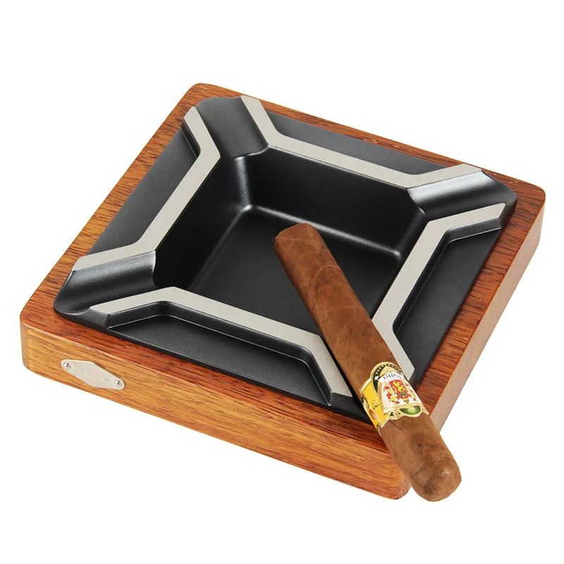 CIGARISM большой прямоугольник Merbau цинковый сплав пепельница для сигар украшение