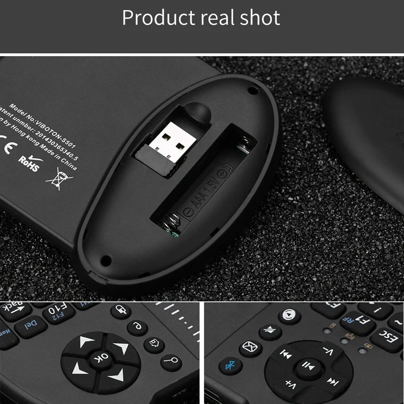 VIBOTON, S-501-BT, Bluetooth, английская, мини, маленький размер, беспроводная клавиатура, легкая, 2,4 ГГц, мультимедийная клавиатура с тачпадом для La