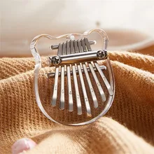 

8 Keys Wood/Acrylic/Steel Kalimba With Lanyard Wood Transparent Mini 8 Key Kalimba Thumb Piano Finger Keyboard Musical Toy Gift