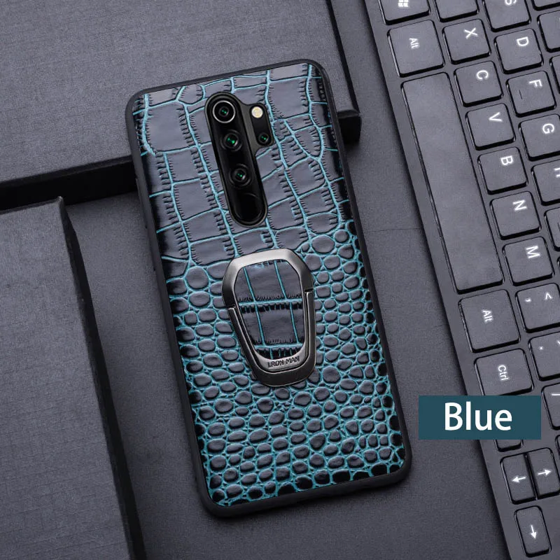 Чехол для телефона из натуральной кожи для Xiao mi Red mi Note 7 8 pro 5 6 mi 8 9se lite 9T pro A2 A3 Note10 mi x 2s Max 3 Y3 Poco F1 чехол - Цвет: Blue with Stand