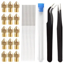 Boîte de rangement pour filetage Makerbot 0.4 M6, ensemble de 15 buses d'extrudeuse CR 10 MM MK8 10 aiguilles de nettoyage 2 pincettes 1 pièce 