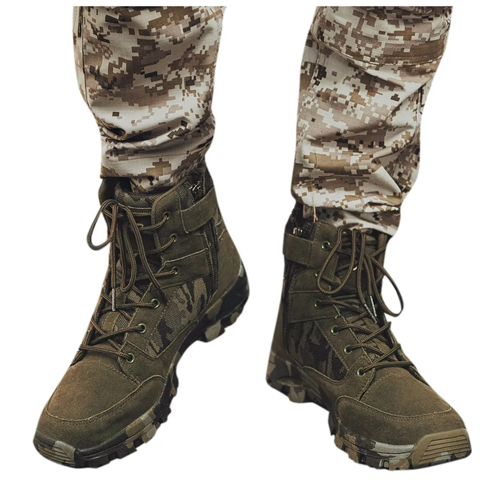 Поклонники боевые тактические сапоги походная обувь Мужская Уличная обувь для охоты и скалолазания водонепроницаемые Нескользящие высокие военные ботинки# g1