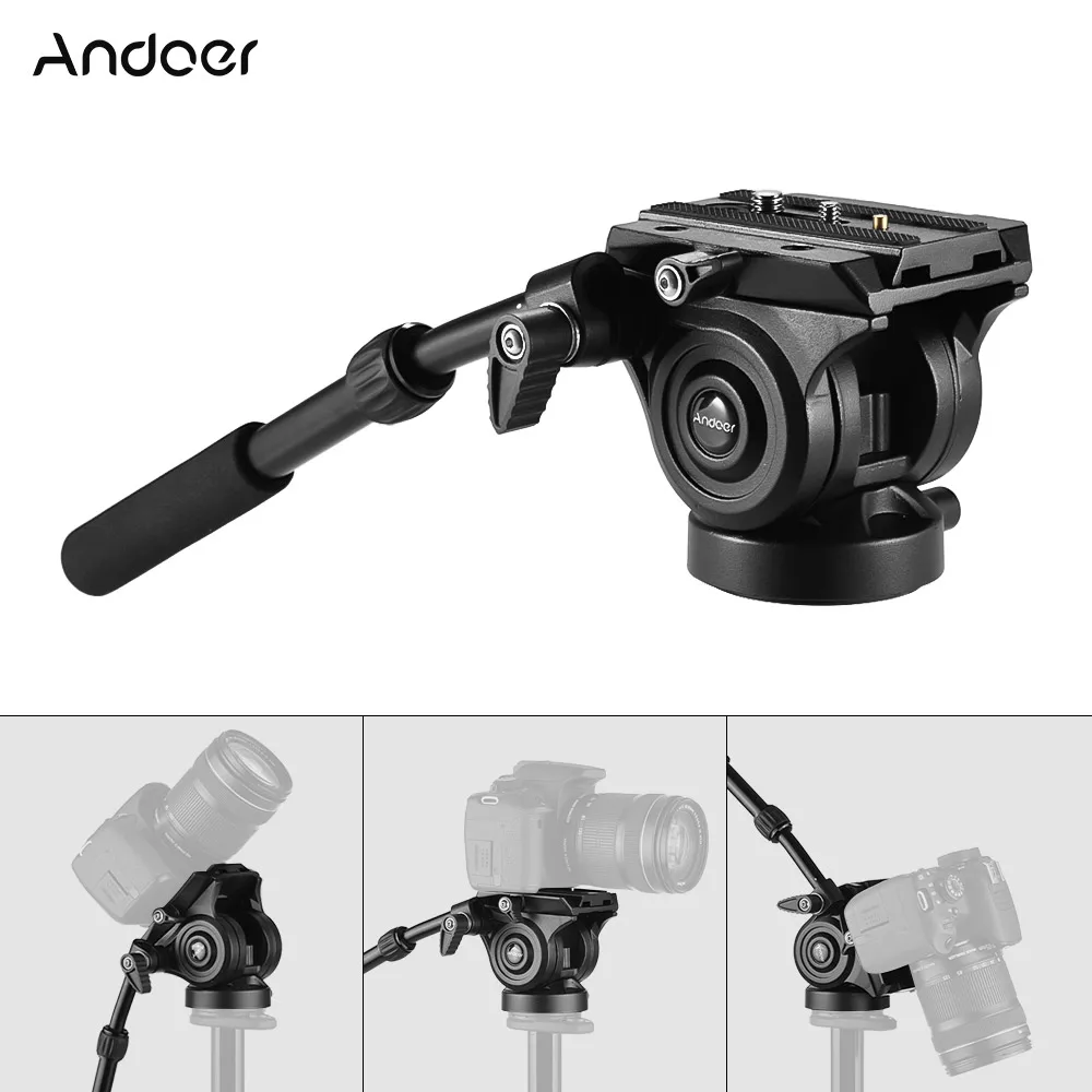 

Andoer VH05 Camera Camcorder Tripod Head Fluid Drag Pan/Tilt Head w/Quick Release Plate for Canon Nikon Sony A7 Panoramic