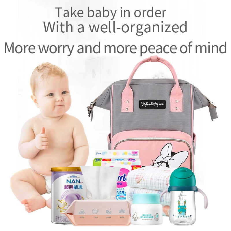 Disney Usb Baby Diaper Bag Mickey Minnie Backpack In Diaper Bag Mummy Maternity Nappy Bag Baby Carriage Multifunctional Bags New