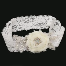 Кружевная Цветочная подвязка Стразы Девичья подвязка для свадьбы невесты бежевый L