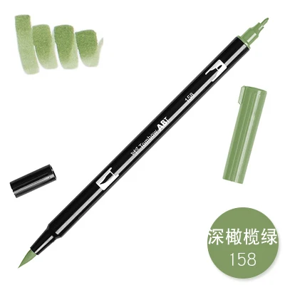 1 шт. TOMBOW AB-T Япония 96 цветов художественная кисть Ручка Двойные головки маркер Профессиональный водный маркер ручка живопись Kawaii канцелярские принадлежности - Цвет: 158