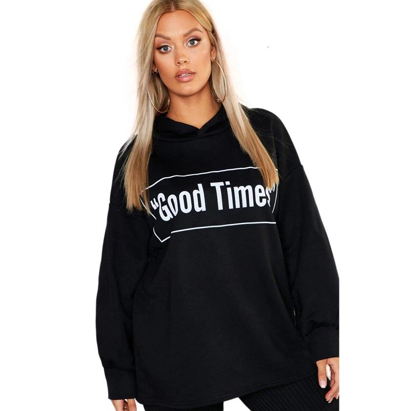 HDY Haoduoyi модный осенний Свободный пуловер с капюшоном и надписью «Good Times», свитер большого размера