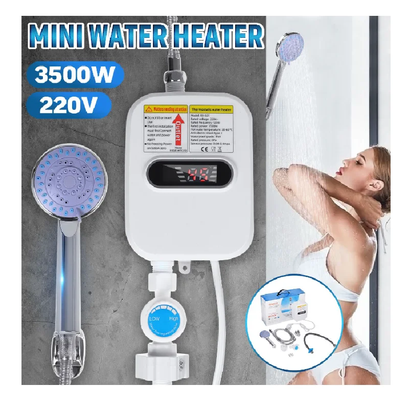 RX-21,Wall-mounted Digital Electric Water Heaters Thermostat Control  Tankless Water Heater and Shower Head Set Bathroom Fast Hea - AliExpress