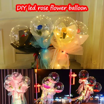 

Bubble Ball Christmas glowing decoration props DIY best gifts for Valentine's Day LED Luminous Rose Bouquet Holiday decoration#Z