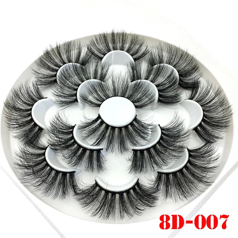 8D-007 7 пар 3D норковые накладные ресницы 25 мм толстые выпученные пушистые ресницы ручной работы безжалостные объемные норковые ресницы для наращивания макияжа - Цвет: 8D-007