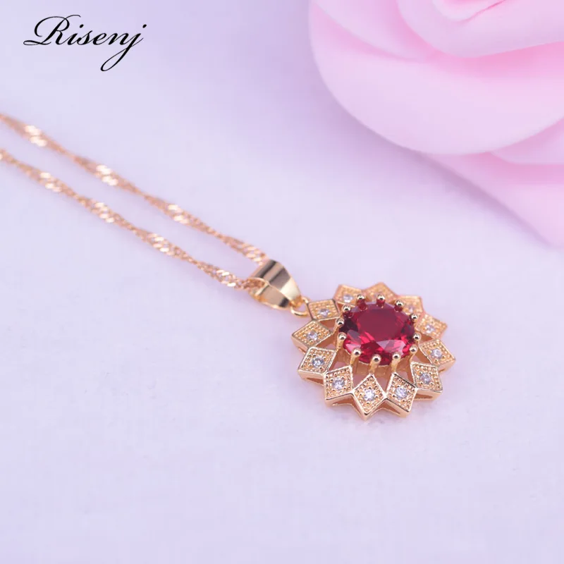 Factory Outlet Romantic Wedding Jewelry Flower Necklace and Earring set For Bridal 24 K Pure Gold Color High Quality