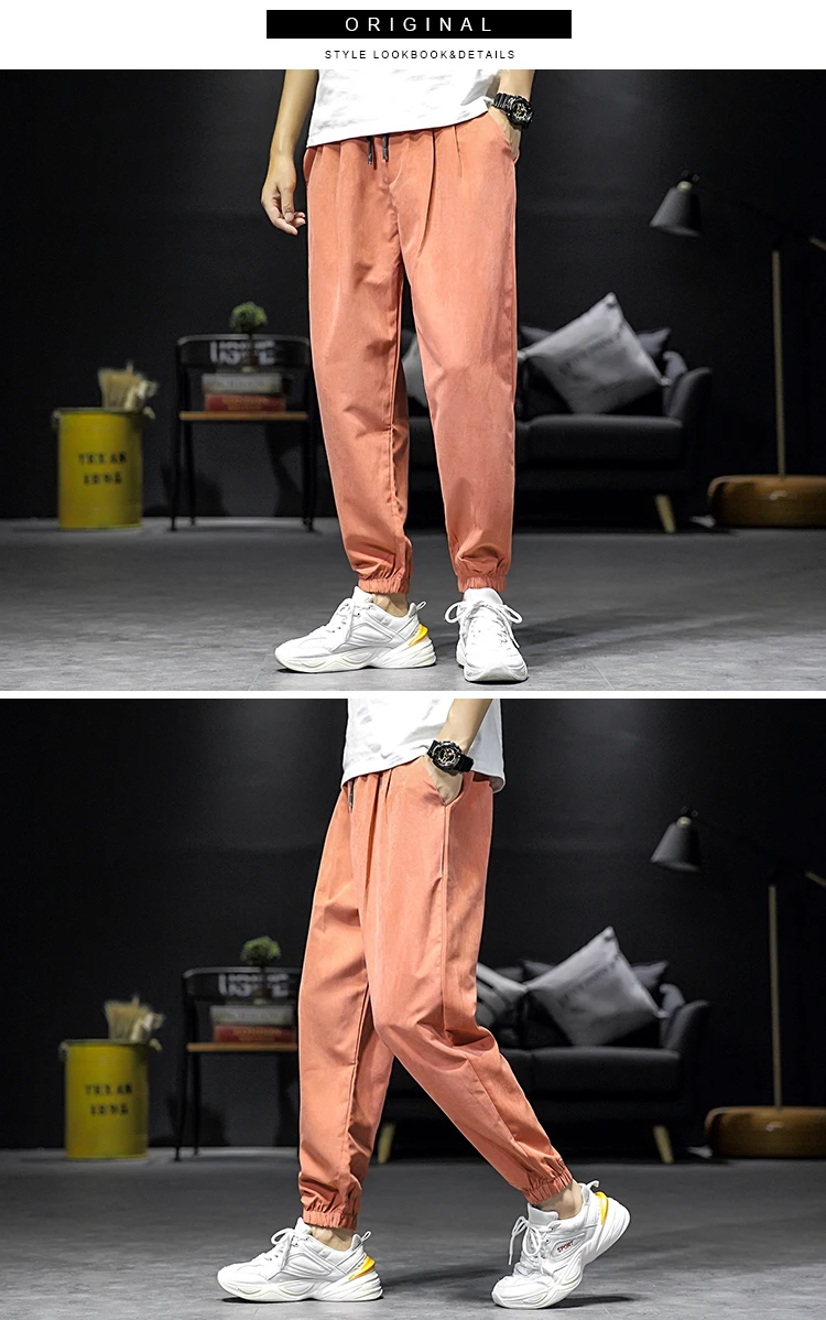 Autumn Sweatpants Men's Fashion Solid Color Casual Joggers Pants Men Streetwear Wild Hip Hop Loose Harlan Trousers Mens M-5XL