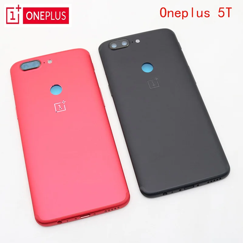 

Original ONEPLUS 5T Metal Rear Housing Cover,Replacement Back Door Battery Case Side Button/Lens Glass/Sim Card Slot Red/ black