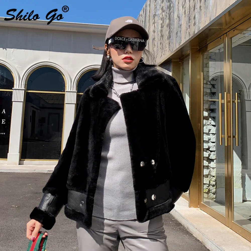 Двустороннее меховое пальто Highstreet Minik, шуба с зубчатым вырезом, двубортная Меховая куртка Mot, женская зимняя повседневная Толстая теплая верхняя одежда