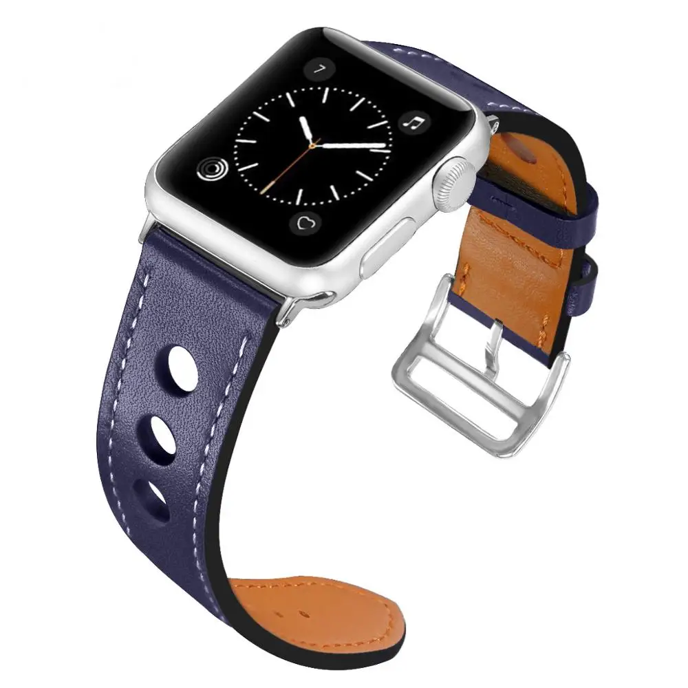 Royal blue Ремешок Correa pulseira для apple watch 42 мм 40 мм для iWatch ремешок для часов серии 5 4 3 кожаный ремешок для часов correas cinturino 38 44 мм - Band Color: Royal blue