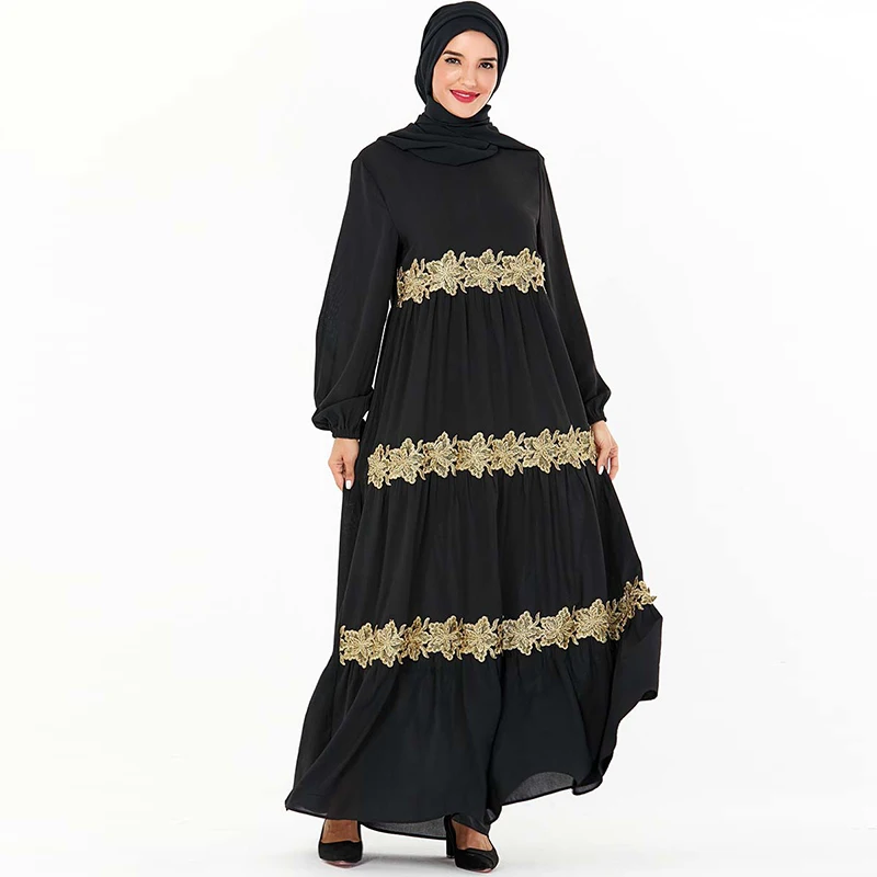 Черный цветочный Абая Дубай плюс размер мусульманский хиджаб платье Саудовская Аравия ислам одежда для женщин турецкие платья Кафтан Халат