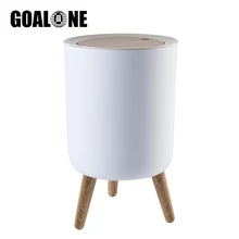 

Modern Nordic Style Trash Can Push Top Garbage Can with Lid 1.8 Gallon Round Trash Bin Kitchen Bathroom Waste Basket with Legs