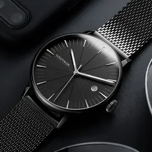 Ультра тонкие часы Мужские кварцевые наручные часы лучший бренд класса люкс повседневные стальные сетчатые водонепроницаемые часы с датой мужские часы