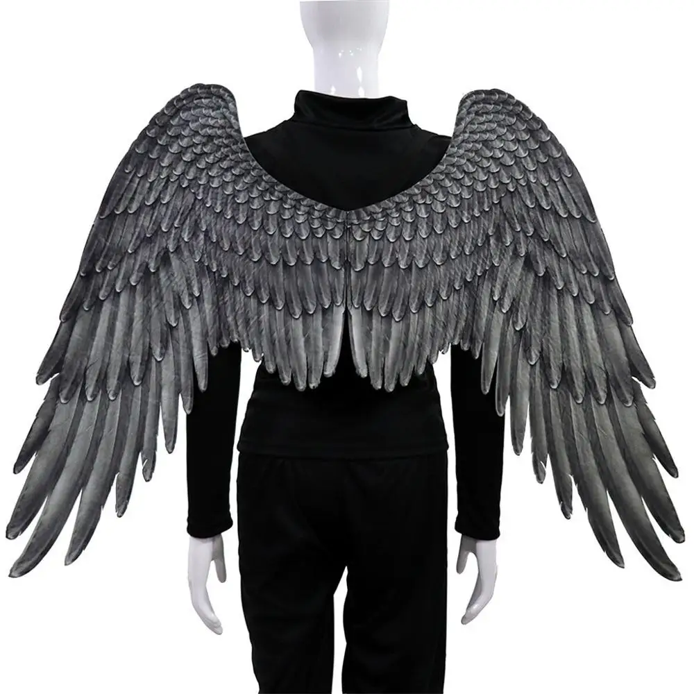 Wings Halloween Props Angel Bird Feather Wings Mardi Gras Cosplay Pretend Dress Up Costume Accessory Festival Party Supply