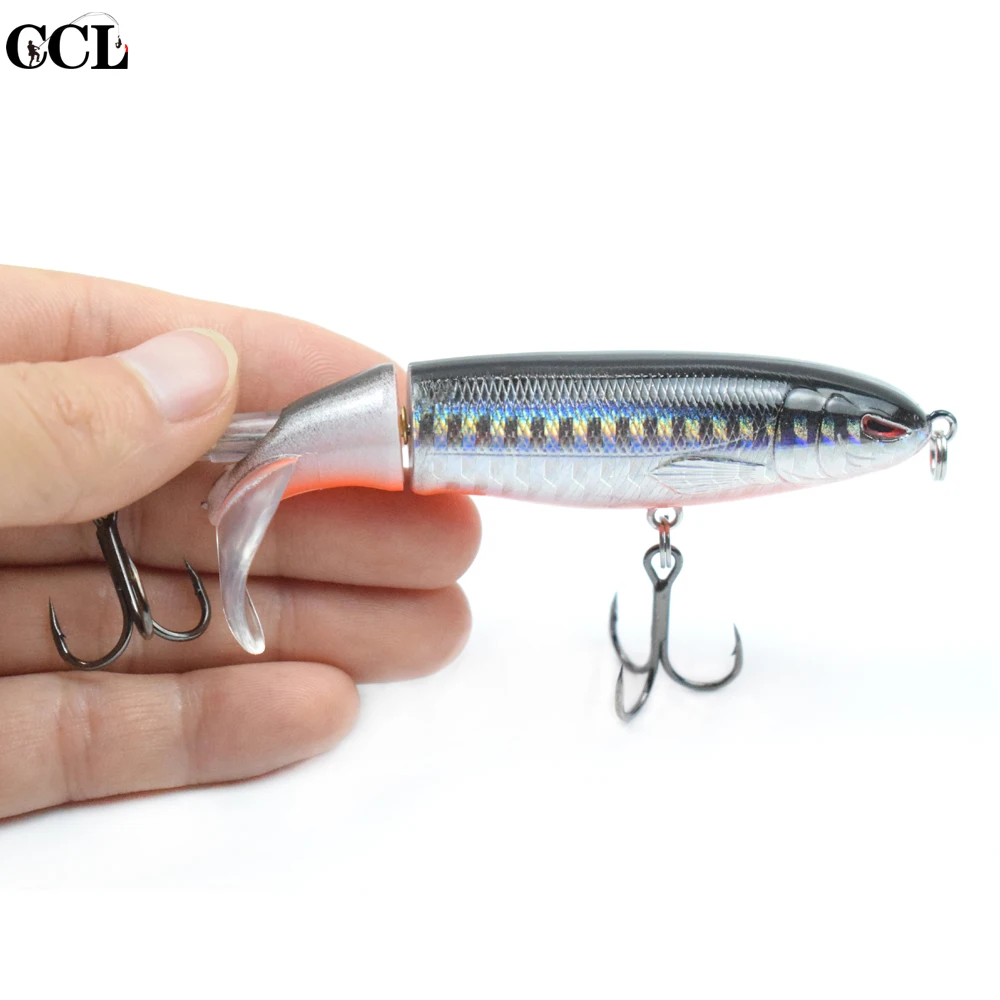CCLTBA Topwater Поппер 9 5 см 13 г вращающийся хвост рыболовные приманки Плавающий Две