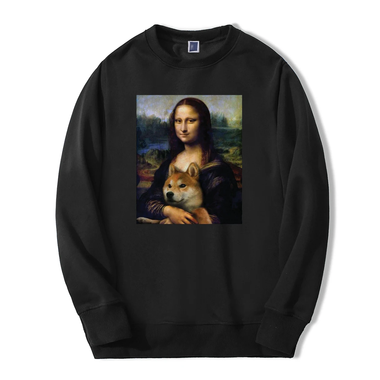 

2019 Autumn Winter Hoodies Men Mona Lisa Shiba Inu Doge Tracksuit Fashion Men Fleece Casual Warm animal hip hop Sweatshirts