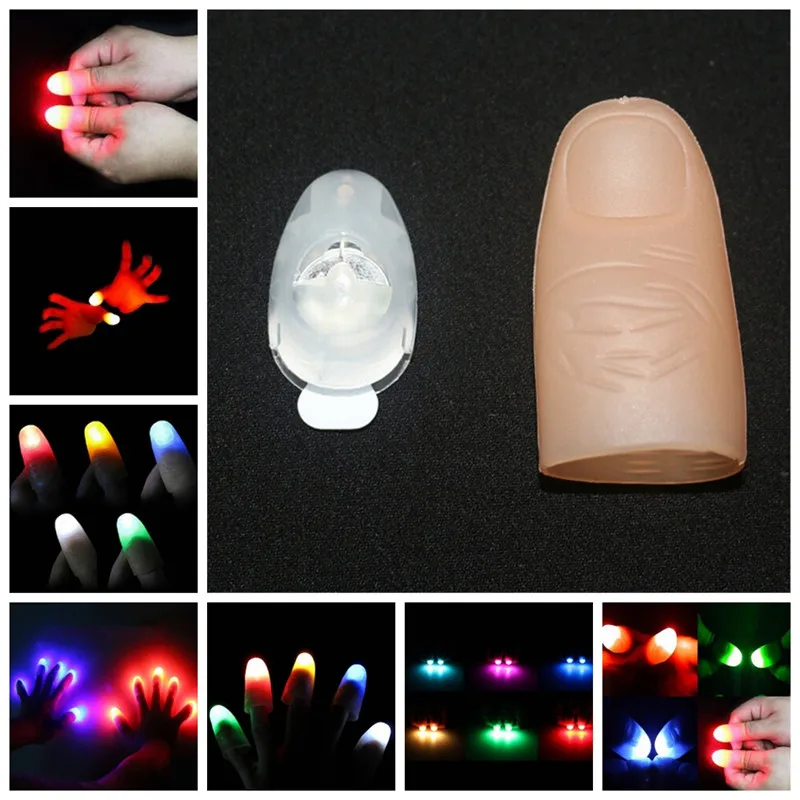 2Pcs Magic Super Bright Light Up Thumbs Fingers Trick Appearing Light Close PVCA 