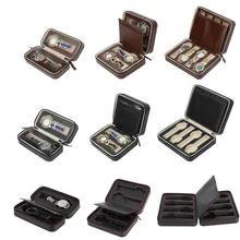 Портативный из искусственной кожи 2/4/8 сеток слот Караульная будка Дисплей чехол для хранения часы Организатор молния изысканный и прочный
