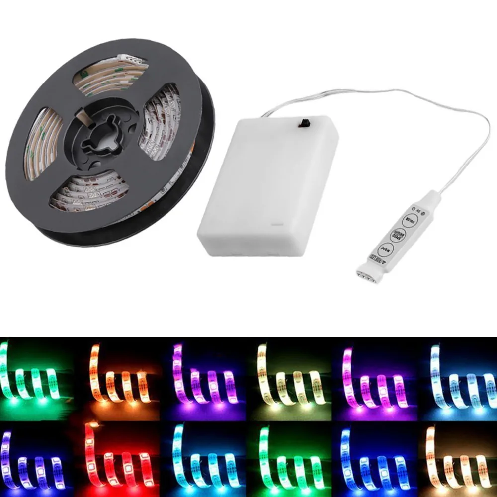 

LED Strip Light 2m/1.5m/1m/0.5m 5050 SMD RGB/Warm/Cool LED Flexible Strip Tape String Lamp with Battery Box Waterproof IP65